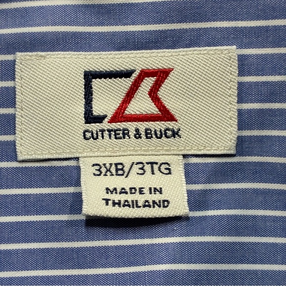 Cutter & Buck Men's Button Down Shirt 3XB Blue white stripe - Picture 6 of 8